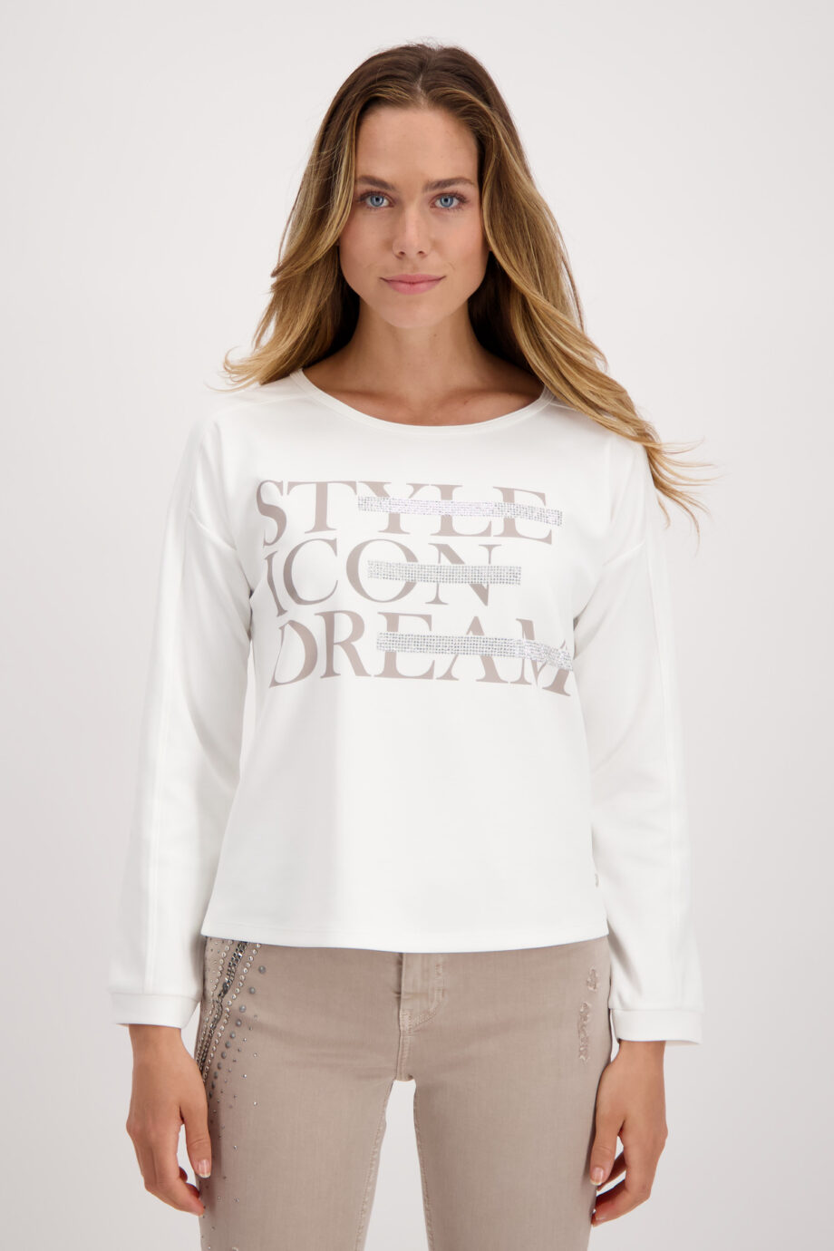 MONARI Jersey Shirt mit Rundhals und Strass