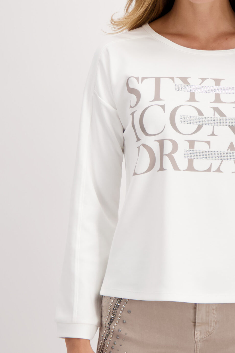 MONARI Jersey Shirt mit Rundhals und Strass