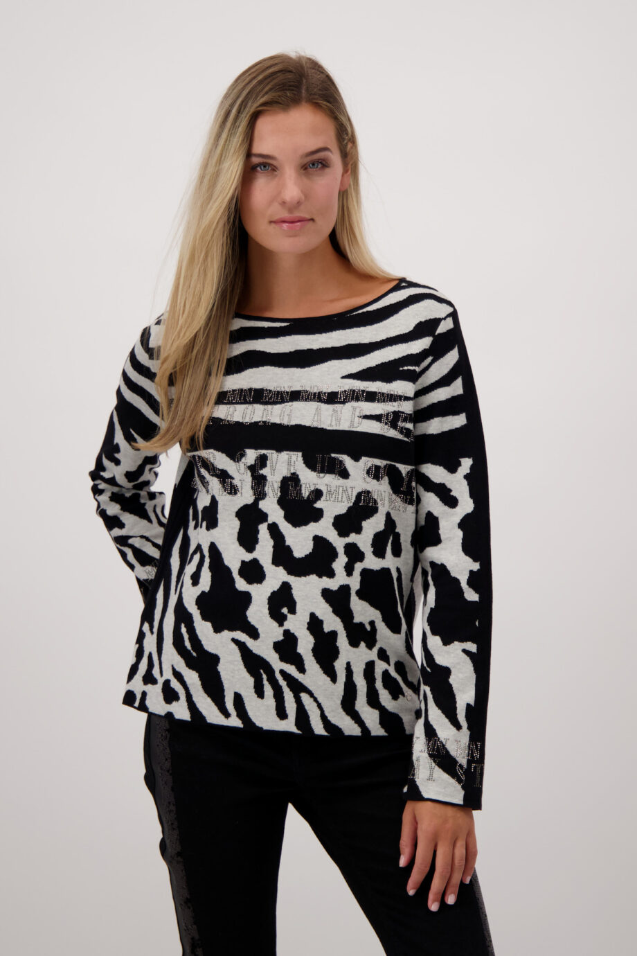 MONARI Jacquard Baumwollpullover mit Mustermix