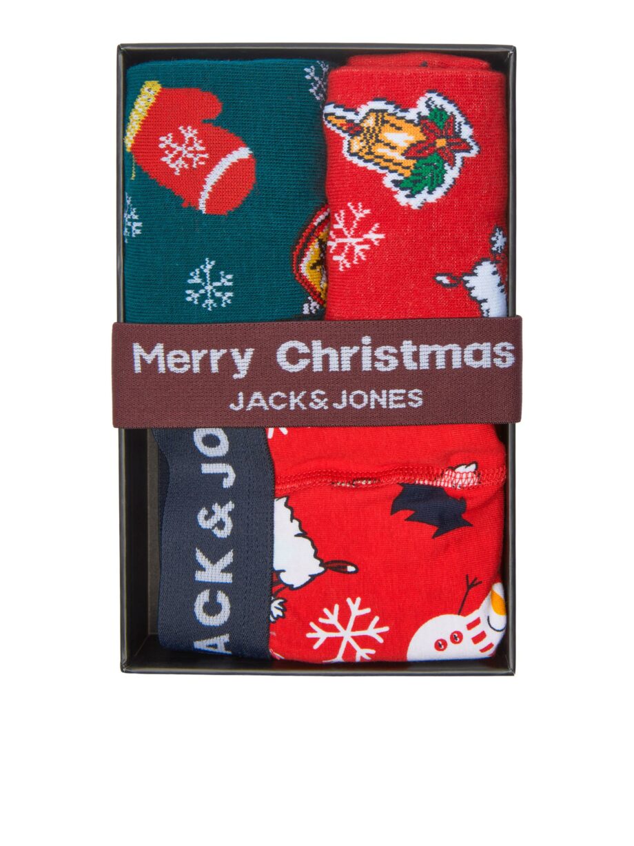 JACK&JONES Merry Christmas Box mit 2 Paar Socken und 1 Retroshort