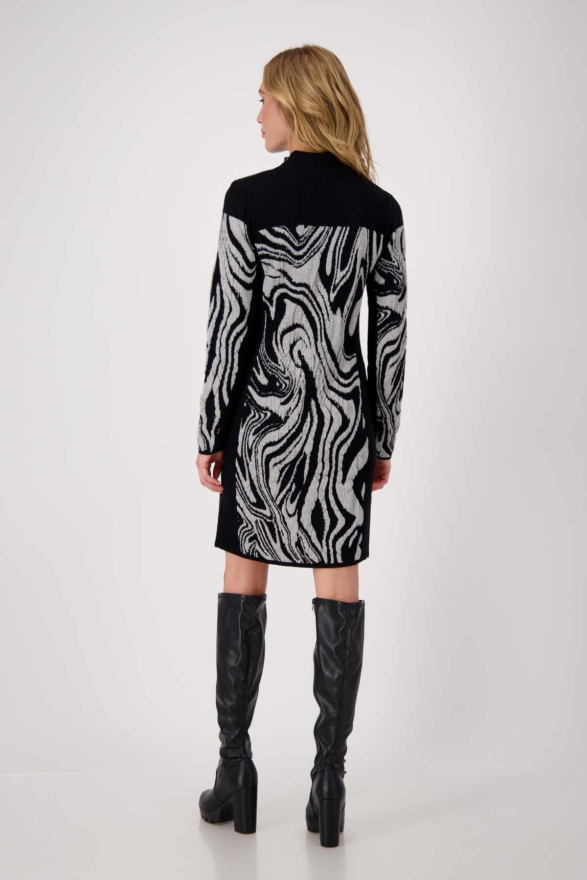 Mode Wendeln Jacquard Shop - Strick Kleid Midi MONARI