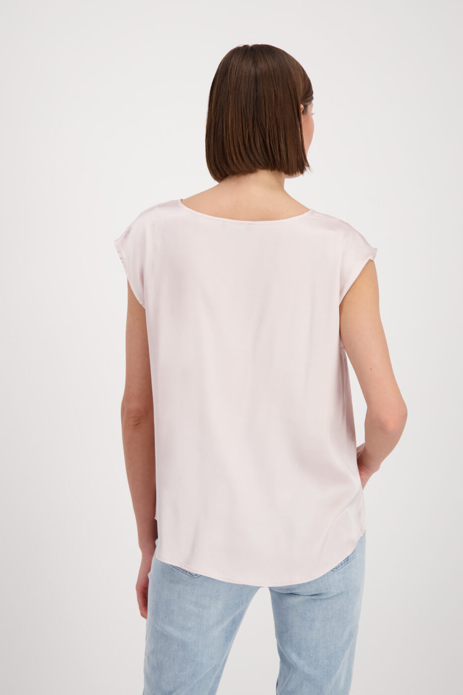 MONARI Damen Satin Bluse mit Kurzarm in Rosa - light rosé