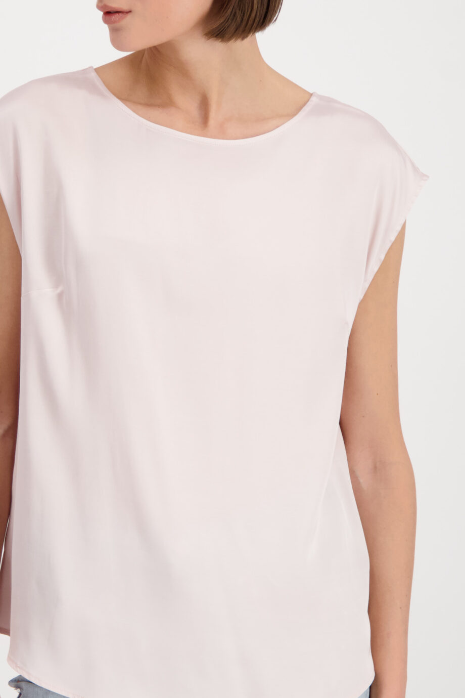 MONARI Damen Satin Bluse mit Kurzarm in Rosa - light rosé