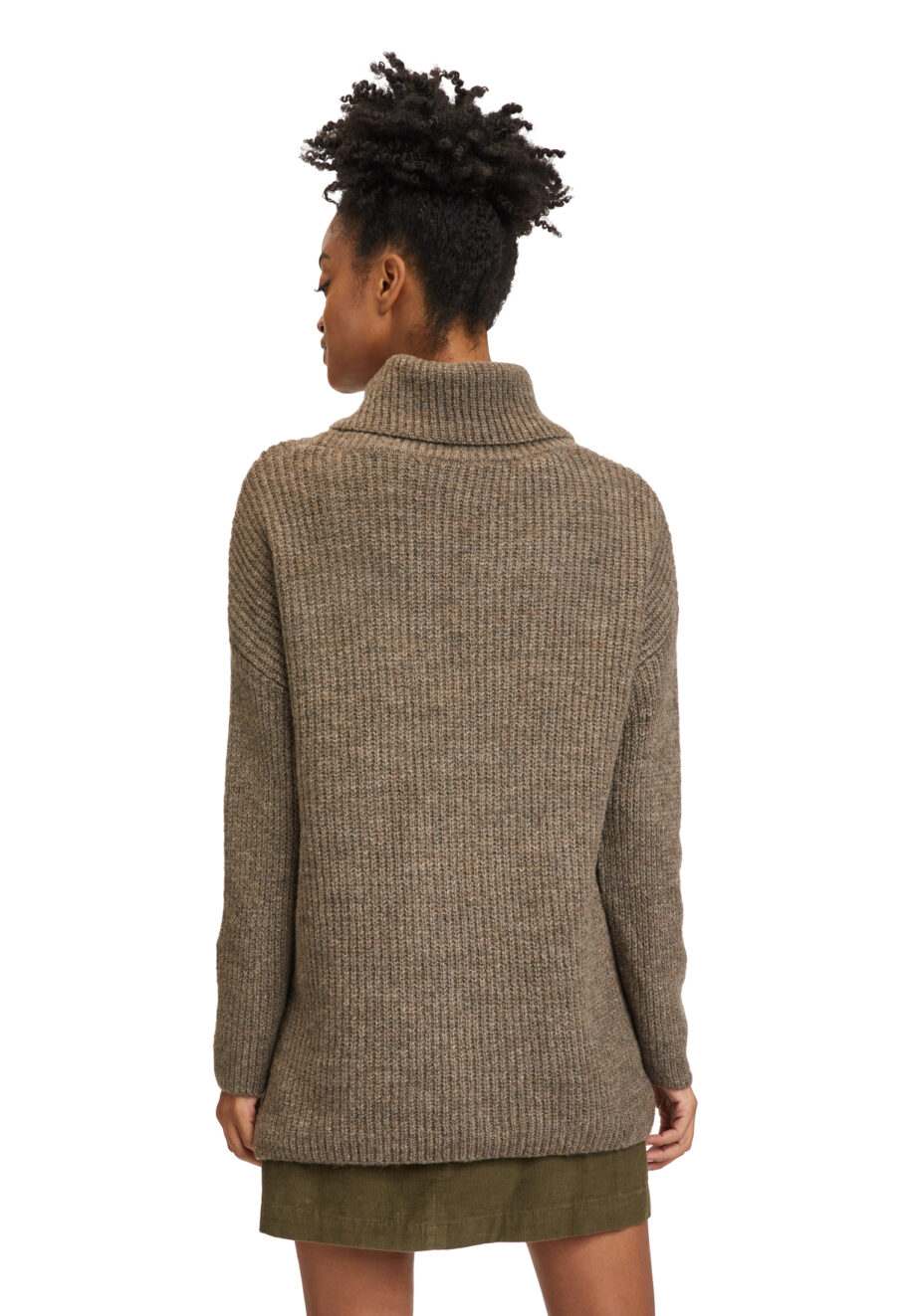 CARTOON Damen Strickpullover mit Rollkragen oversized in Braun - walnut melange