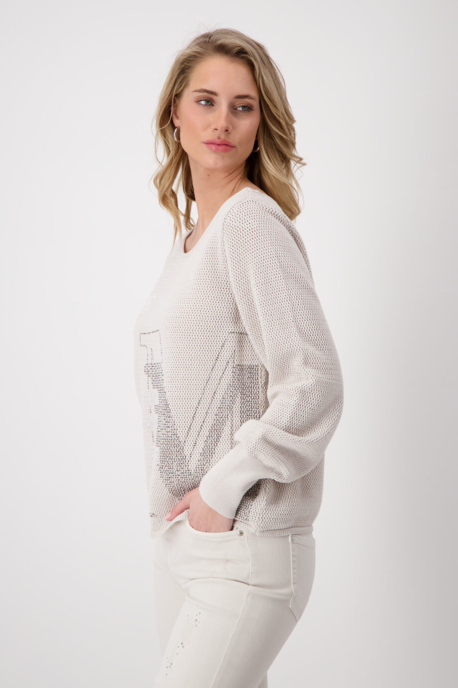 MONARI Ajour Pullover mit Strass