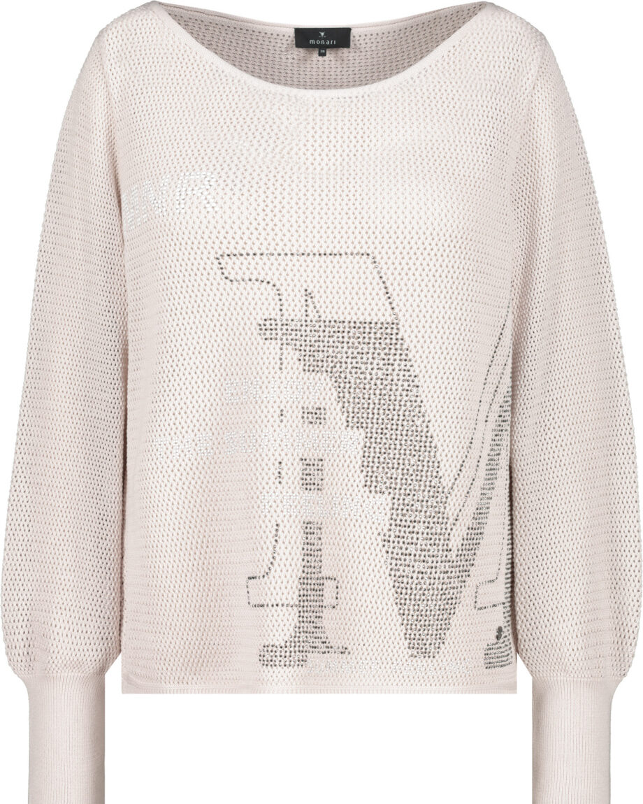 MONARI Ajour Pullover mit Strass