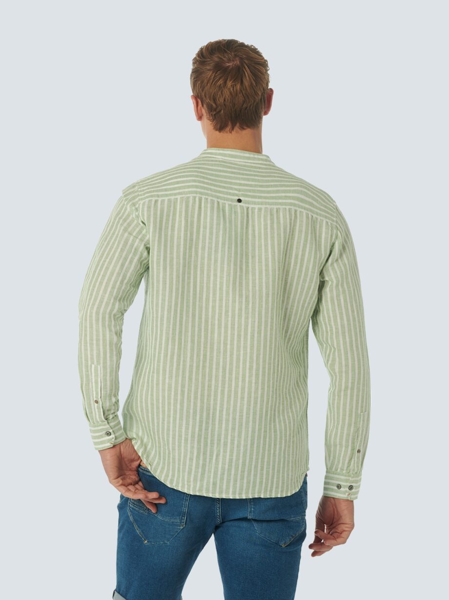 NO EXCESS Herren Shirt mit Streifenmuster in Blau und Grün - cloud und green