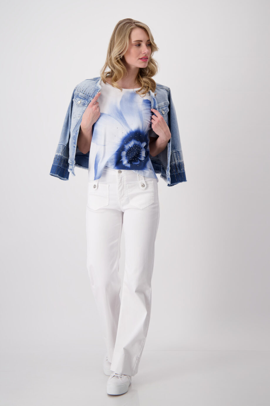 MONARI Damen T-Shirt mit Blumenprint in Weiß