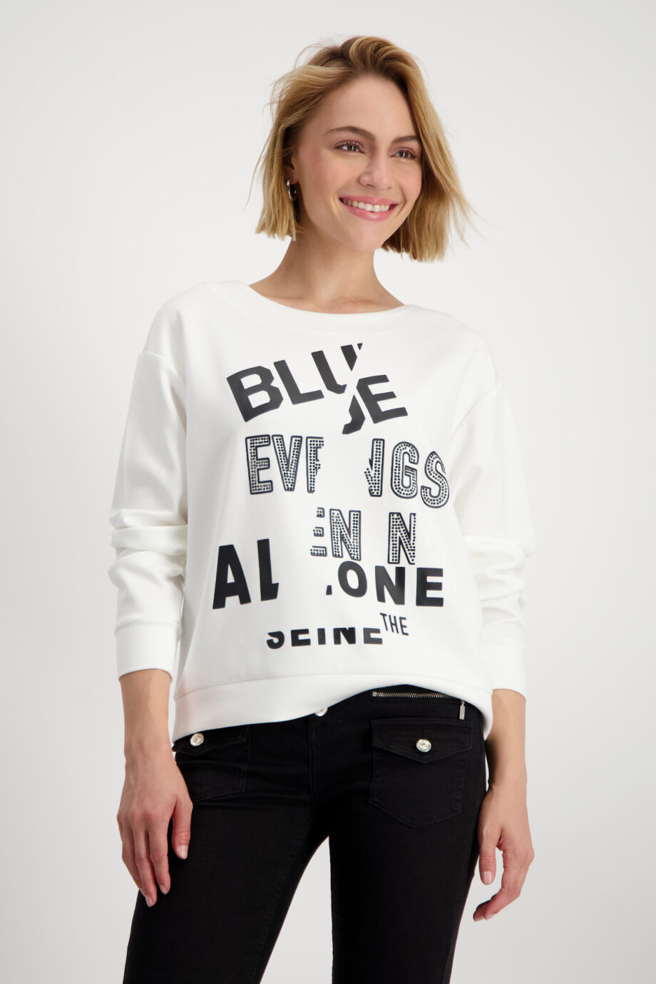 MONARI Damen-Sweatshirt mit Buchstaben-Print in off-white