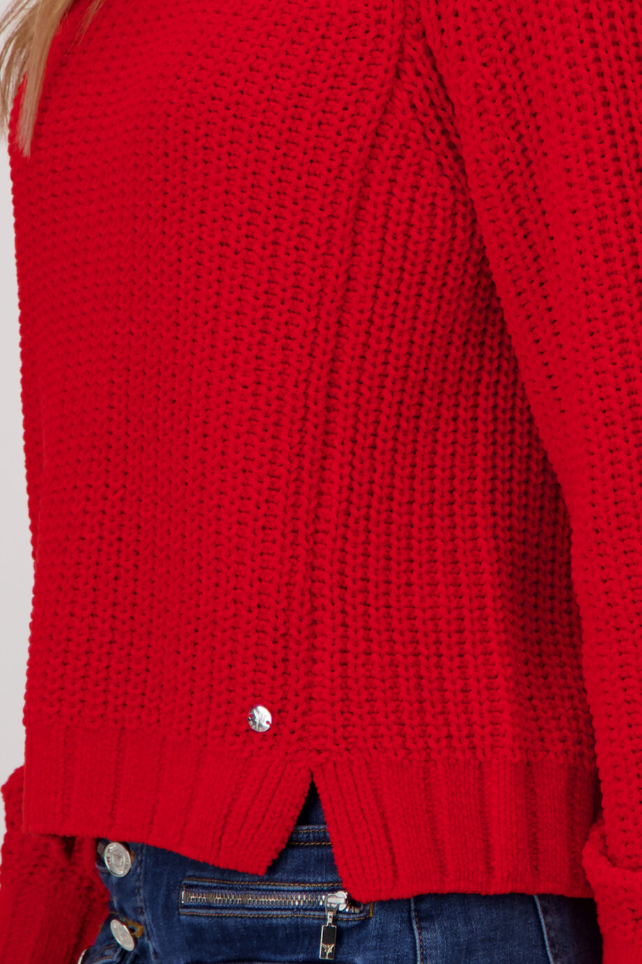 MONARI Damen Chenille-Strickpullover mit Stehkragen in deep red