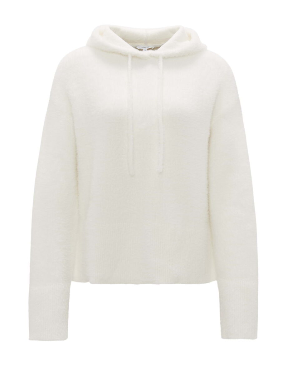 OPUS Flauschiger Damen Kapuzenpullover Pidlona in Farbe milk