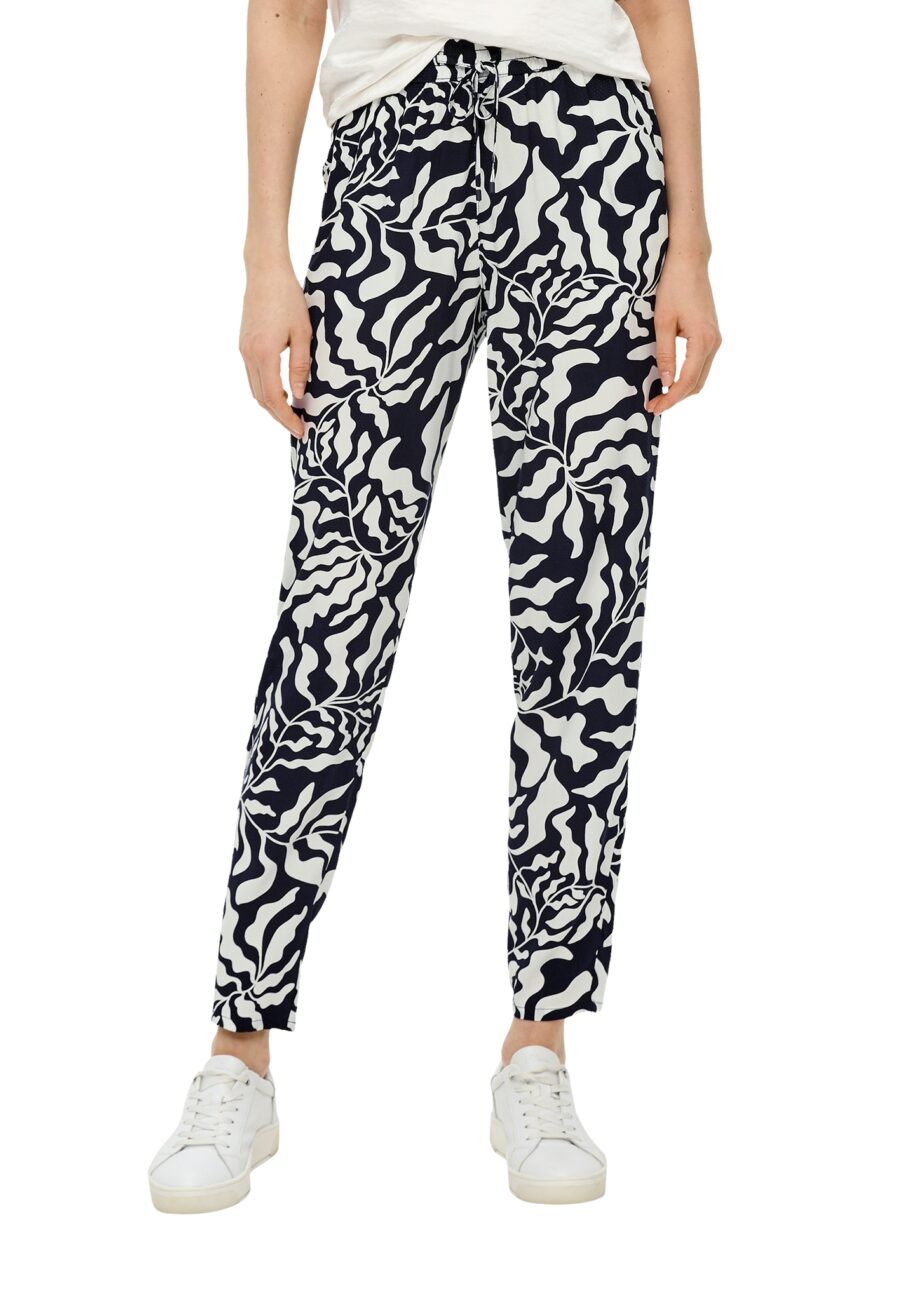 S. OLIVER Damen Hose mit Printmuster in Blau