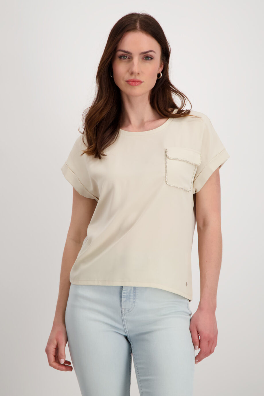 MONARI Damen Blusenshirt mit Schmucktasche in Beige - light sand