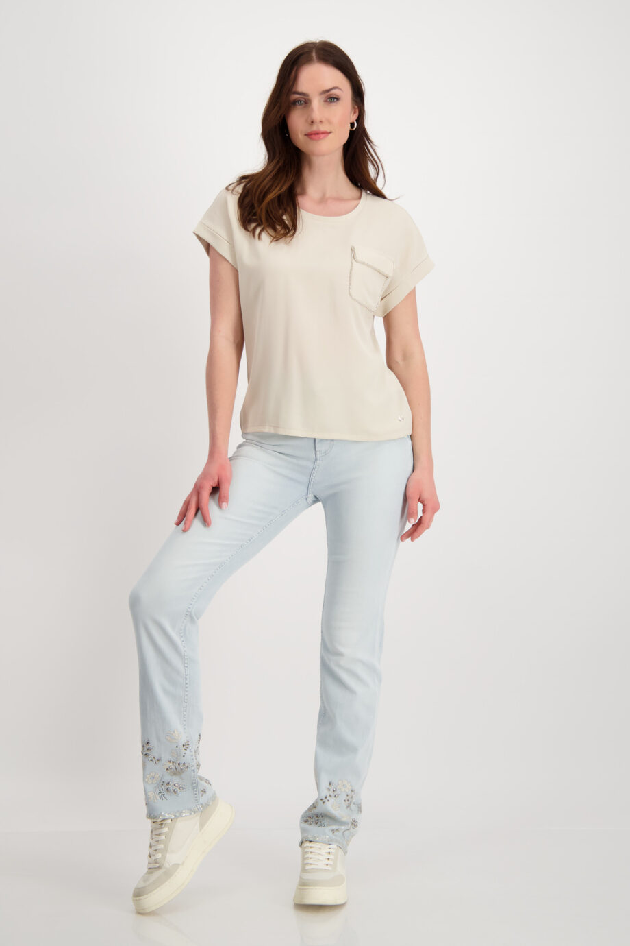 MONARI Damen Blusenshirt mit Schmucktasche in Beige - light sand