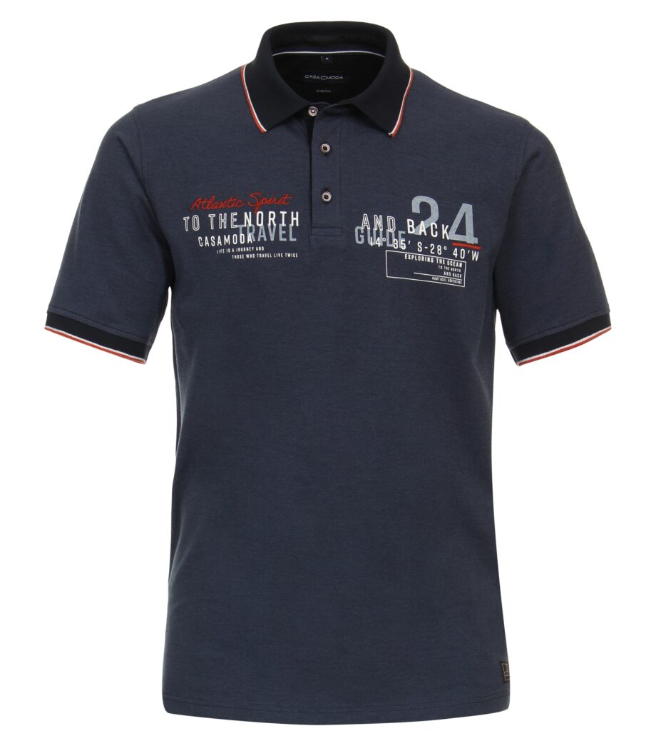 CASAMODA Herren Polo-Shirt mit Frontprint navy