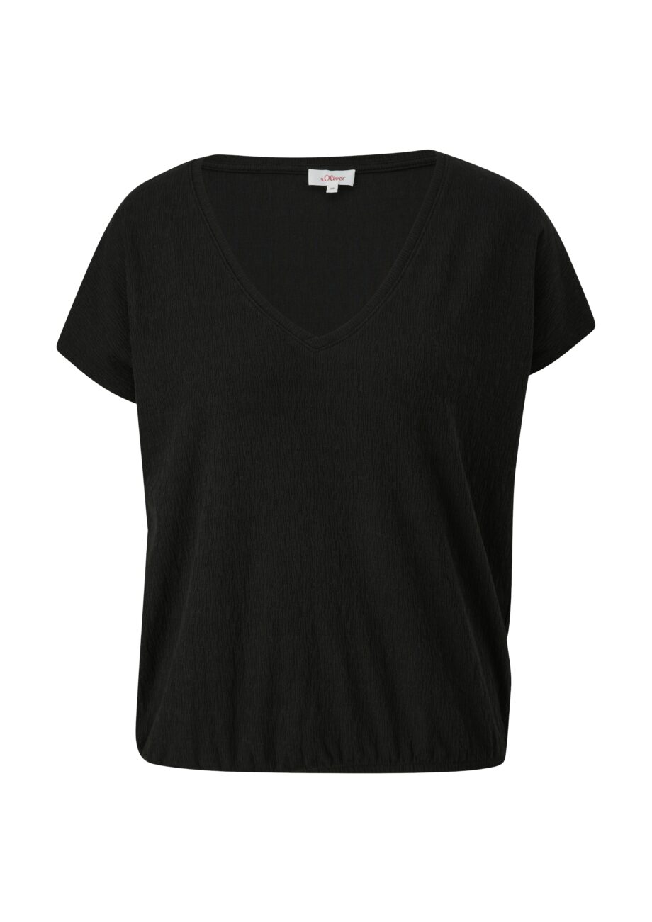 S. OLIVER Damen T-Shirt im Relaxed-Fit in Schwarz und Weiß