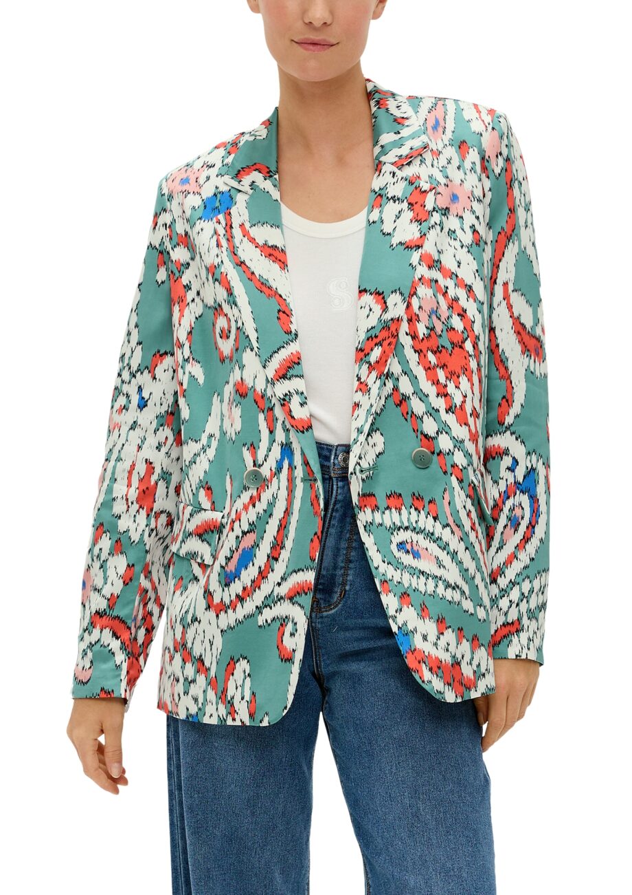 S. OLIVER Satin-Blazer mit Paisley-Druck