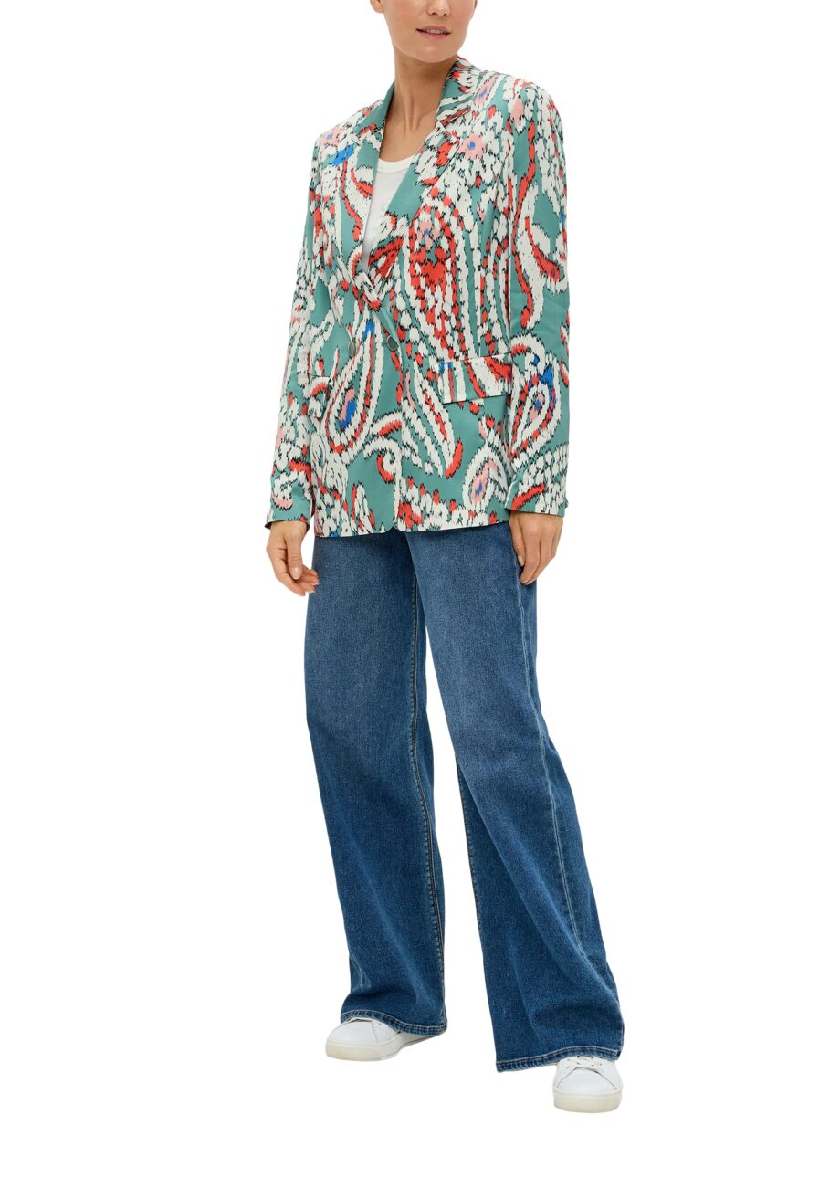 S. OLIVER Satin-Blazer mit Paisley-Druck