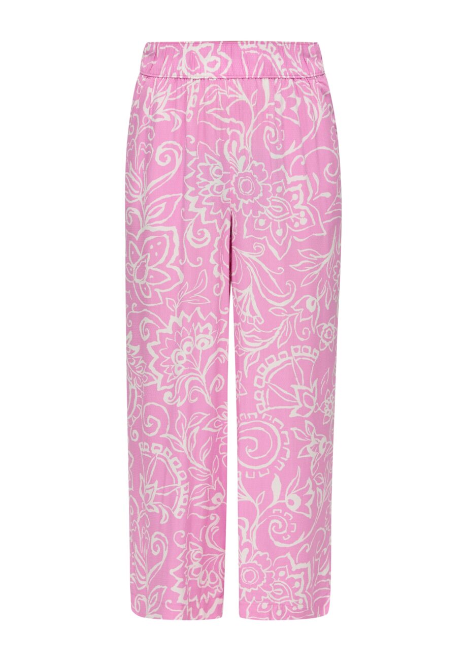 S. OLIVER Damen Stoffhose lang in Rosa gemustert
