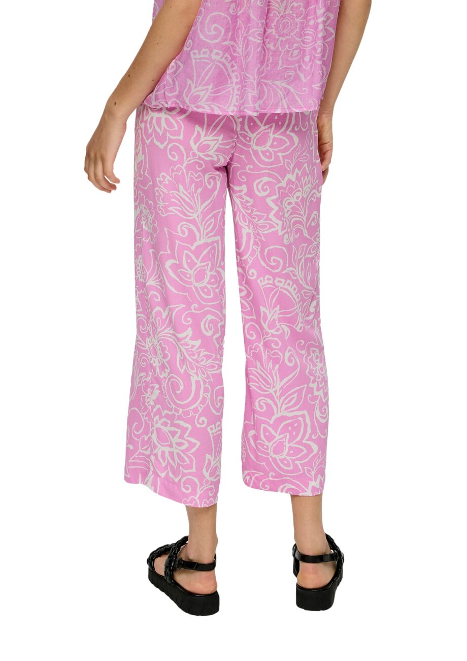 S. OLIVER Damen Stoffhose lang in Rosa gemustert
