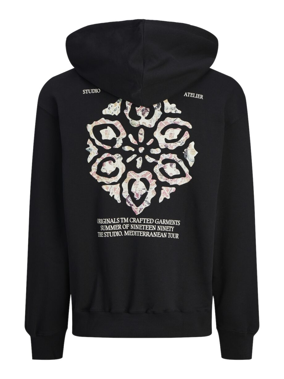 JACK&JONES Herren Hoodie mit Backprint NOTO - black or buttercream