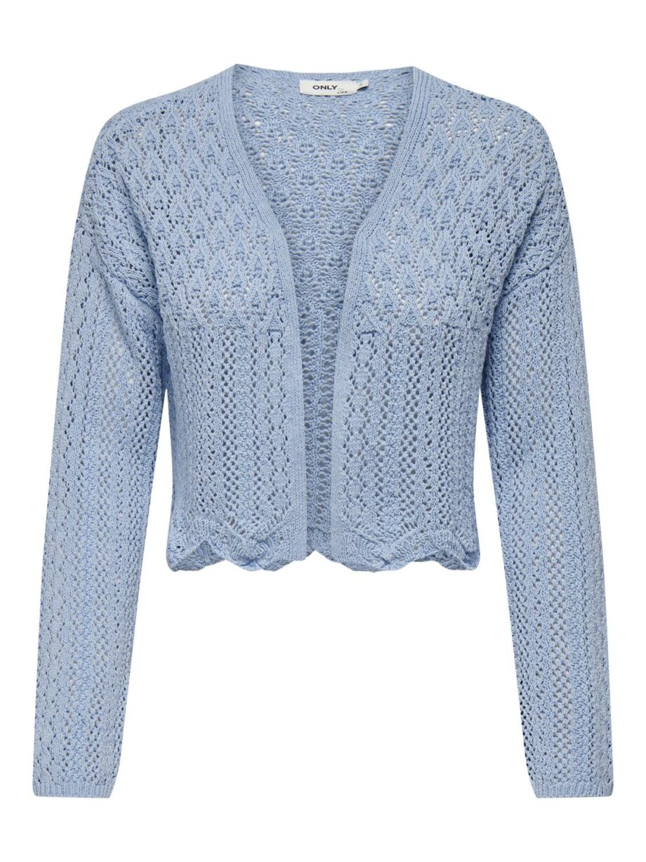 ONLY Damen Cardigan Strickjacke ONLNOLA mit V-Ausschnitt in Blau, Weiß, Schwarz und Grau