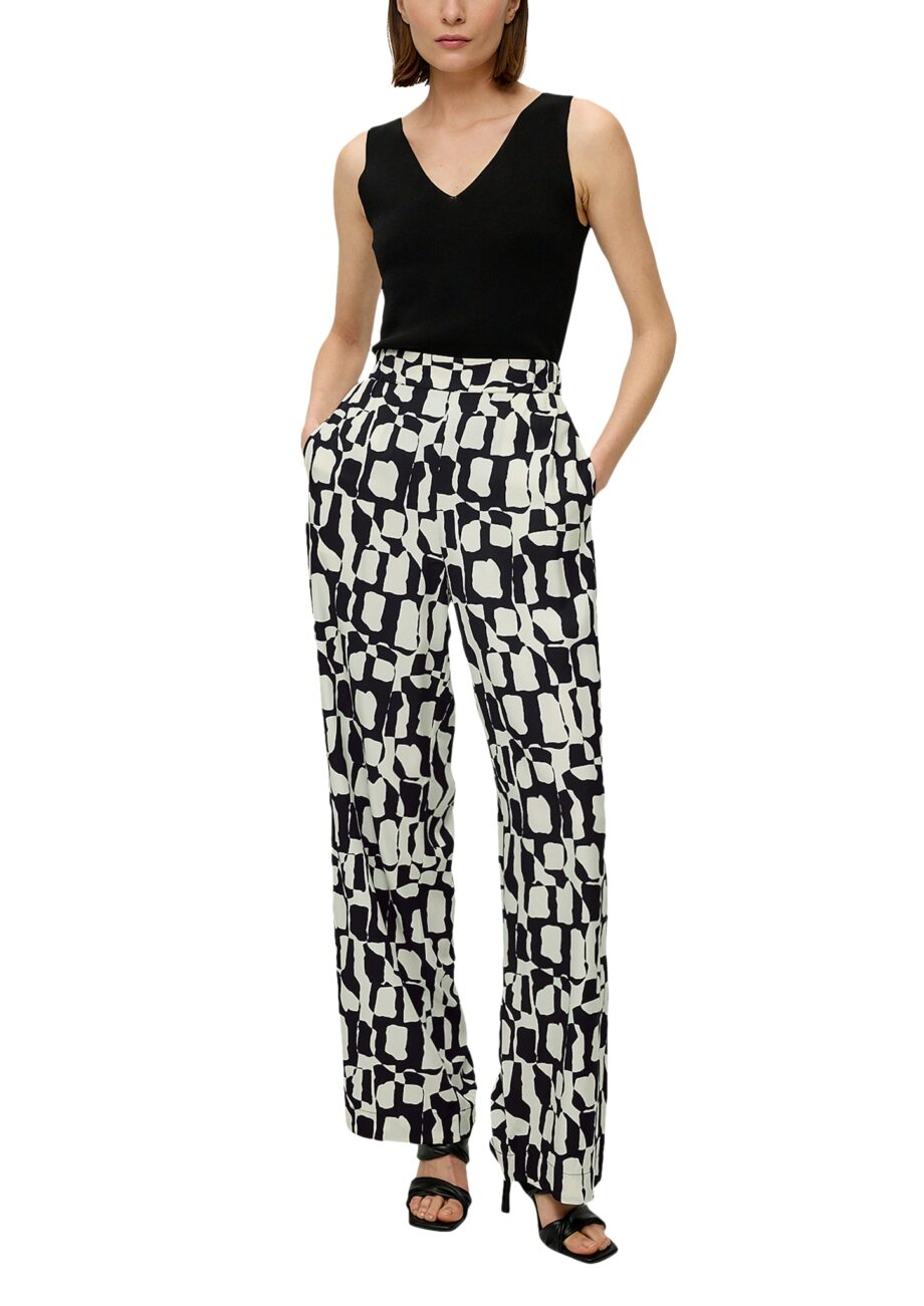 s.Oliver BLACK LABEL Damenhose Wide Leg mit Allover-Print