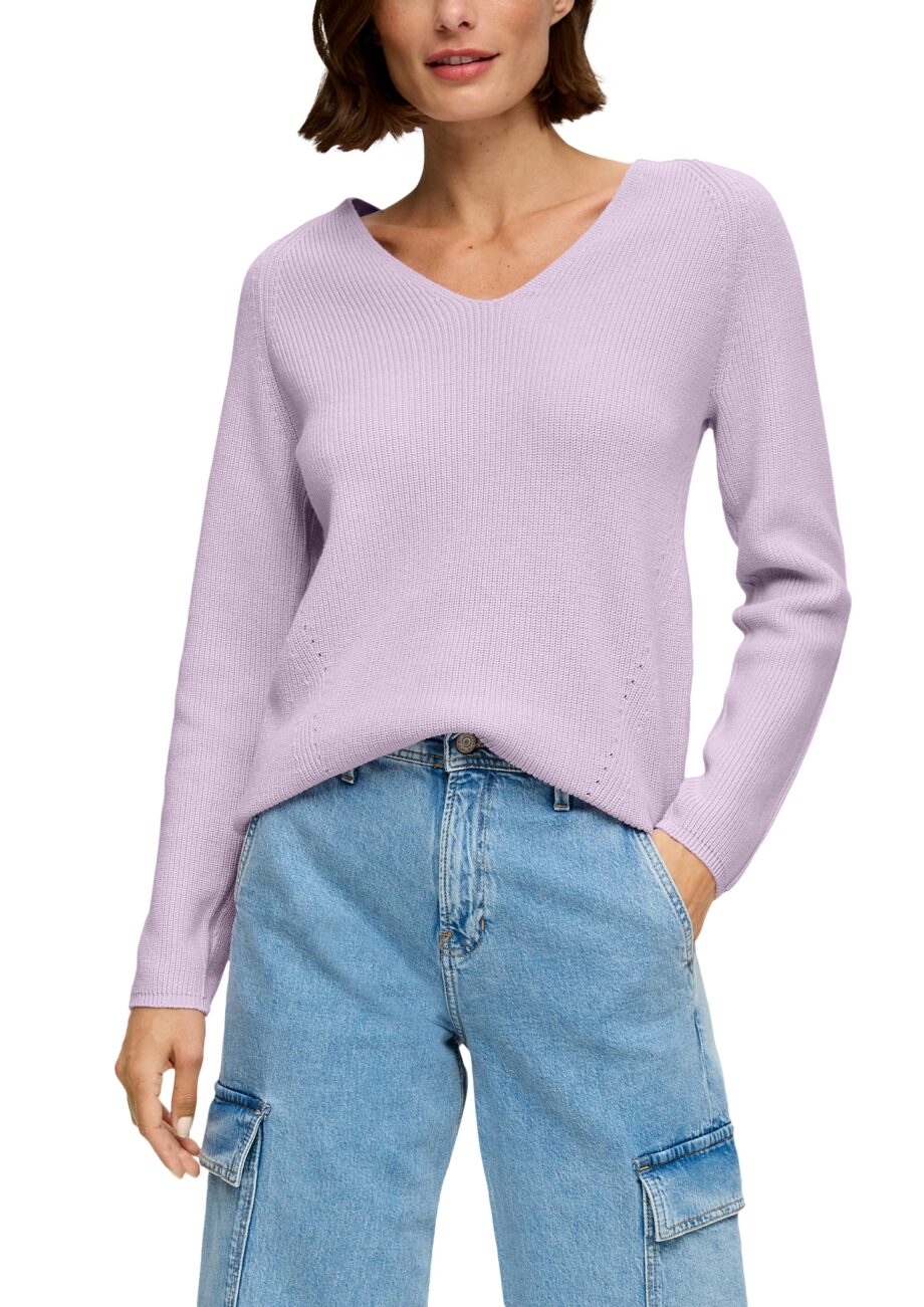 S. OLIVER Damen Strickpullover mit V-Ausschnitt in verschiedenen Farben