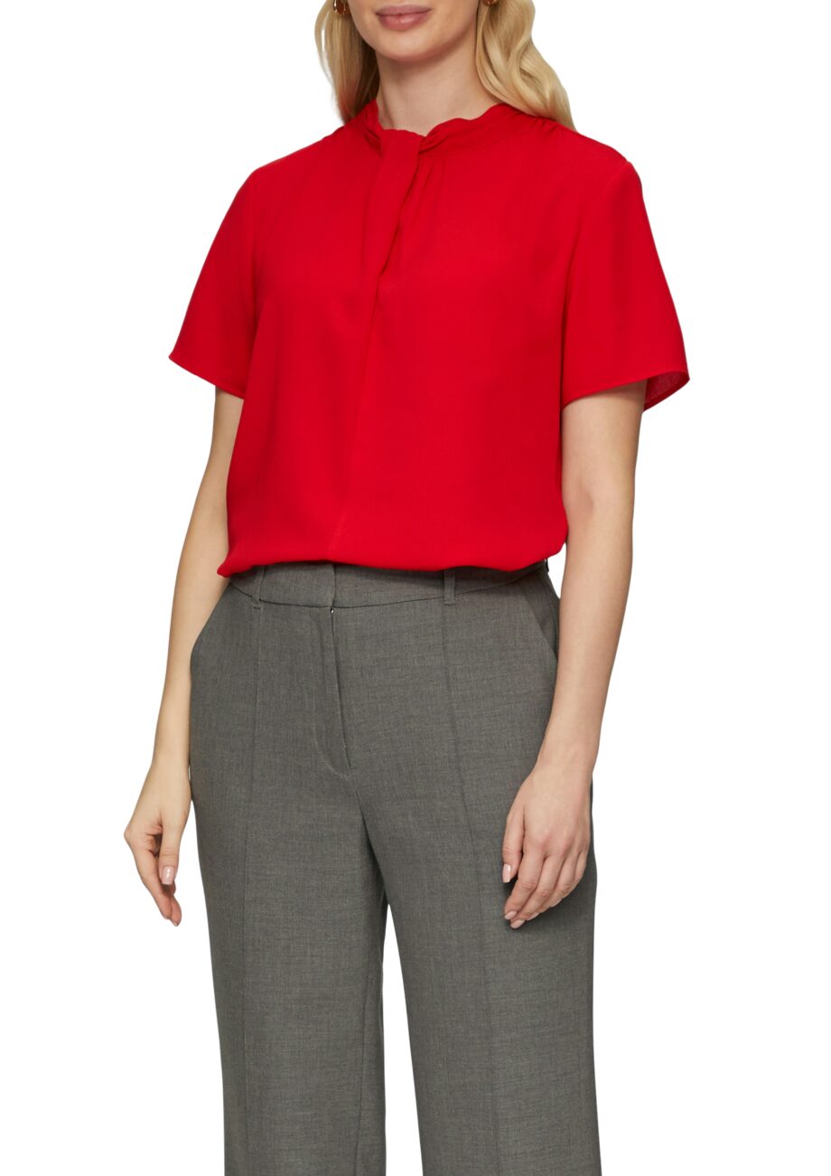 s.Oliver BLACK LABEL Damen Bluse mit Knoten Detail in rot