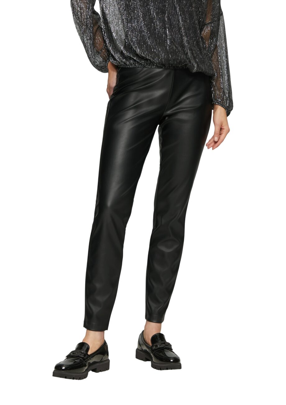 S. OLIVER Damen Leggings aus Kunstleder in schwarz