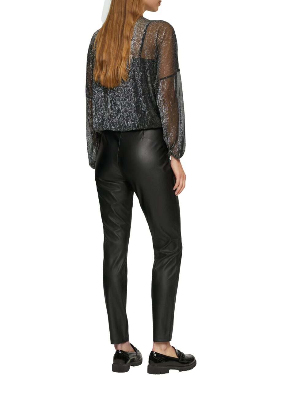 S. OLIVER Damen Leggings aus Kunstleder in schwarz