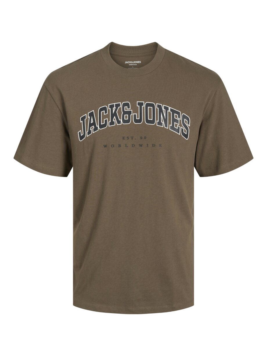 JACK&JONES Herren T-Shirt mit Rundhalsausschnitt in Braun und Violett - vineyard wine, canteen