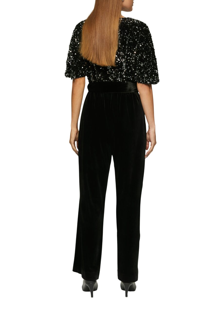 s.Oliver BLACK LABEL Damen Jumpsuit aus Samt mit Pailletten