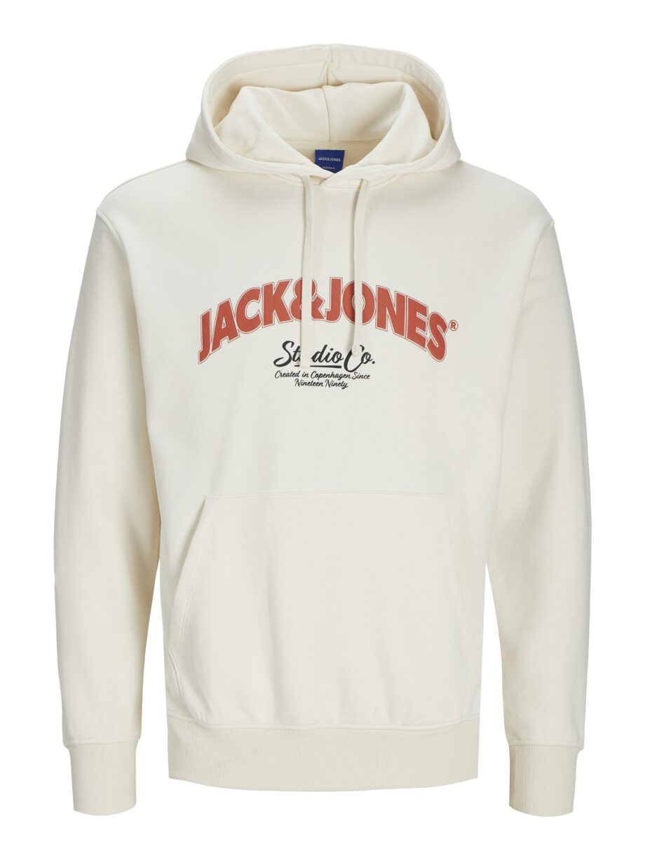 JACK&JONES Herren Sweathoodie JORBRONX mit Kapuze und Kängurutasche in Weiß, Hellblau und Schwarz