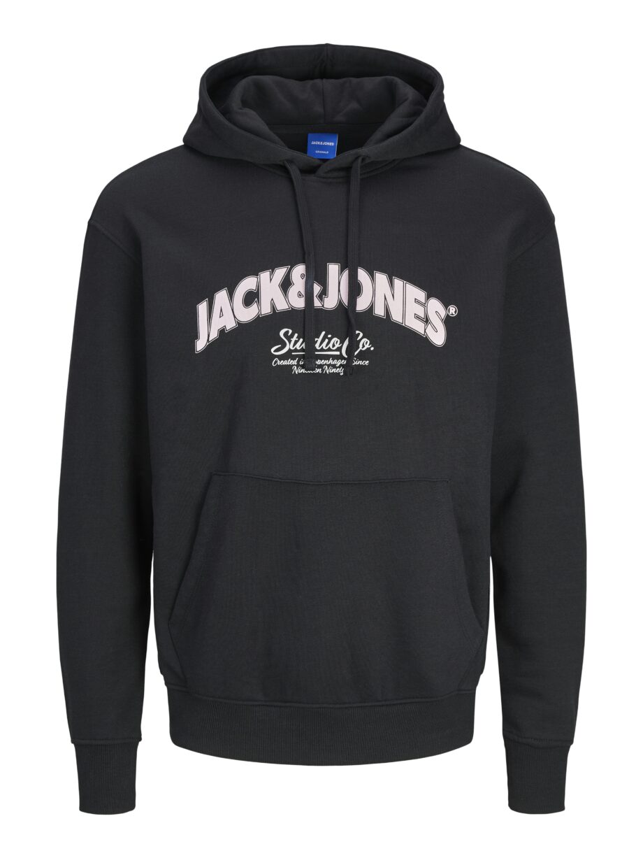 JACK&JONES Herren Sweathoodie JORBRONX mit Kapuze und Kängurutasche in Weiß, Hellblau und Schwarz