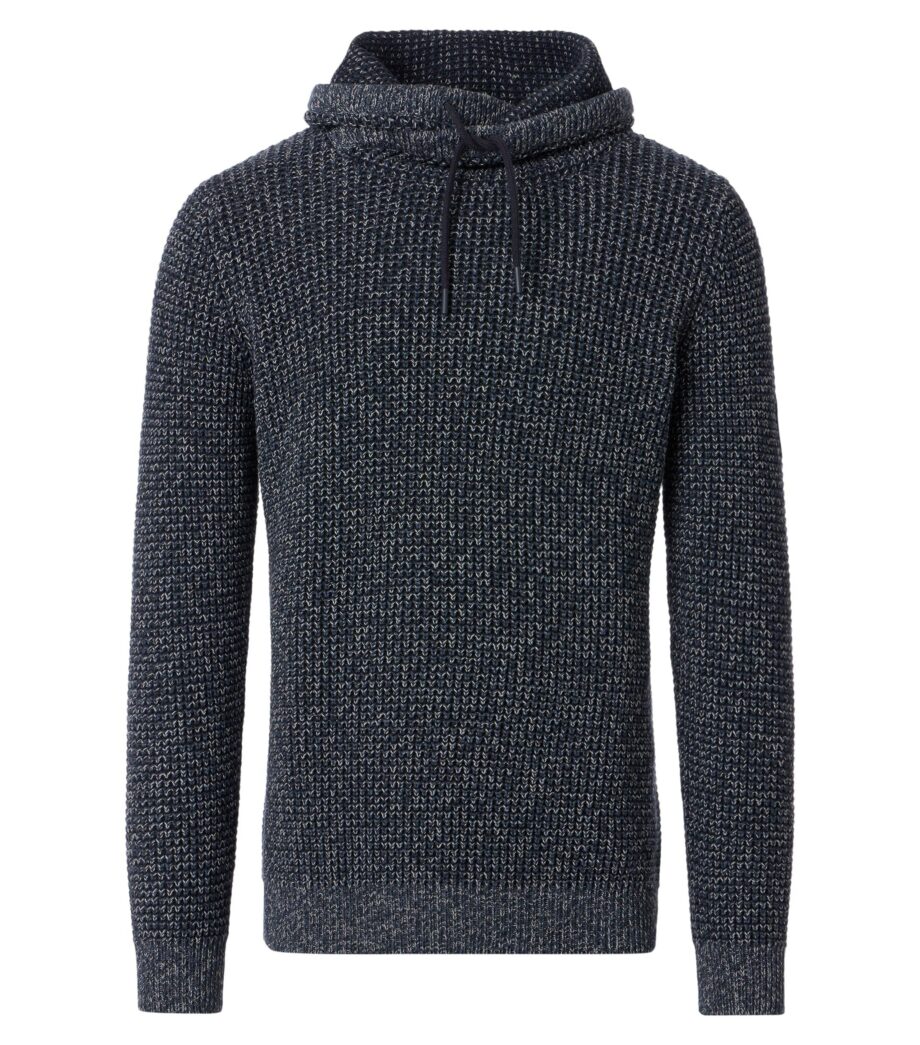 CASAMODA Herren-Pullover mit Hoodie-Kragen in Blaumelange WINTERSALE