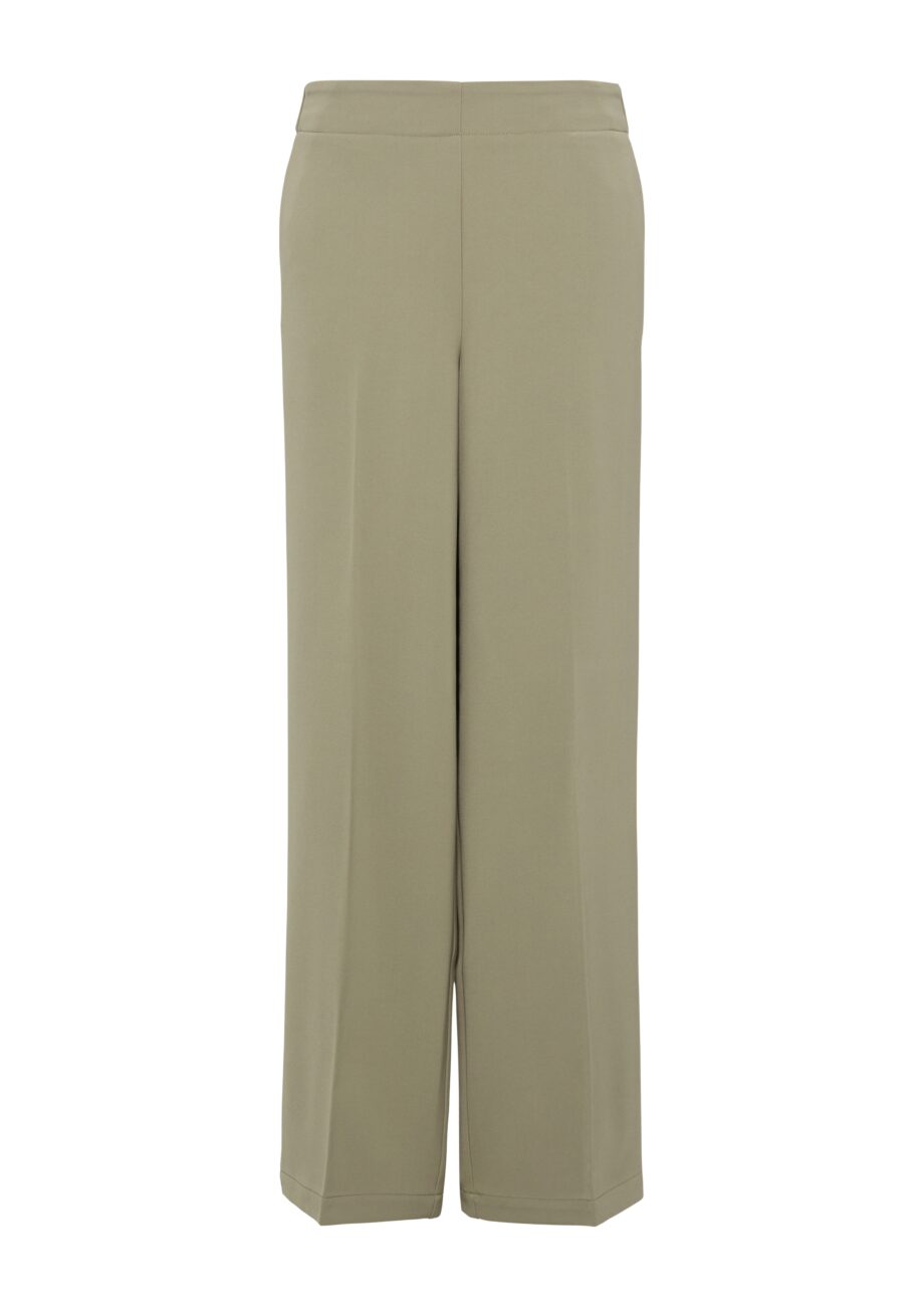 S. OLIVER Damen Wide-Leg-Hose aus Twill mit elastischem Bund