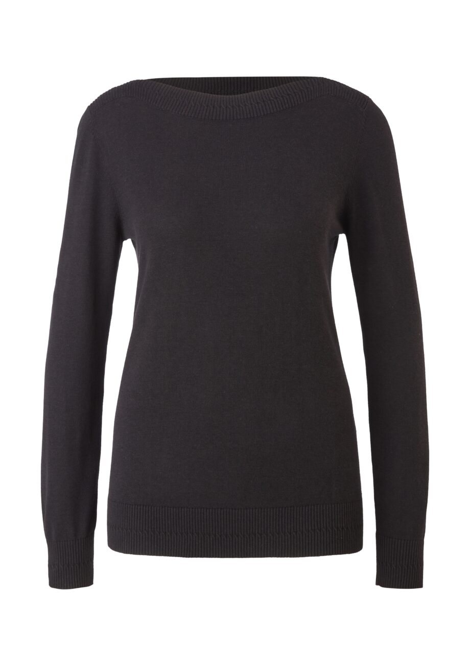 S. OLIVER Damen Pullover mit U-Boot-Ausschnitt in Schwarz und Braun