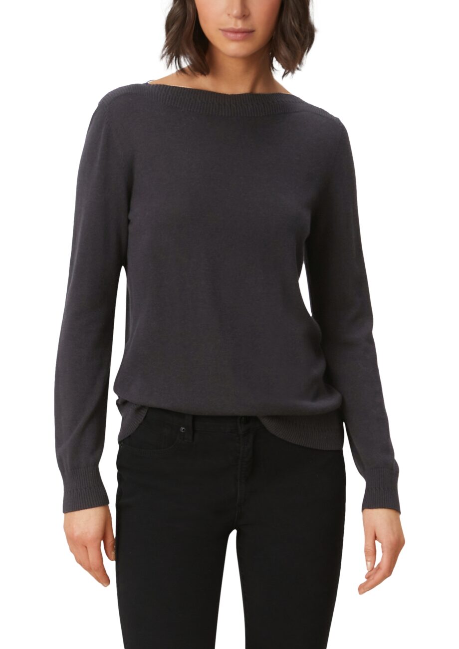 S. OLIVER Damen Pullover mit U-Boot-Ausschnitt in Schwarz und Braun