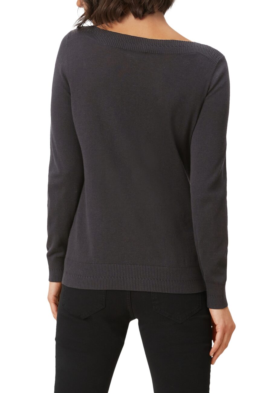 S. OLIVER Damen Pullover mit U-Boot-Ausschnitt in Schwarz und Braun