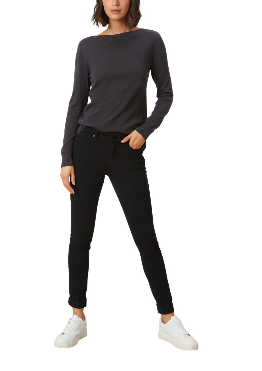 S. OLIVER Damen Pullover mit U-Boot-Ausschnitt in Schwarz und Braun