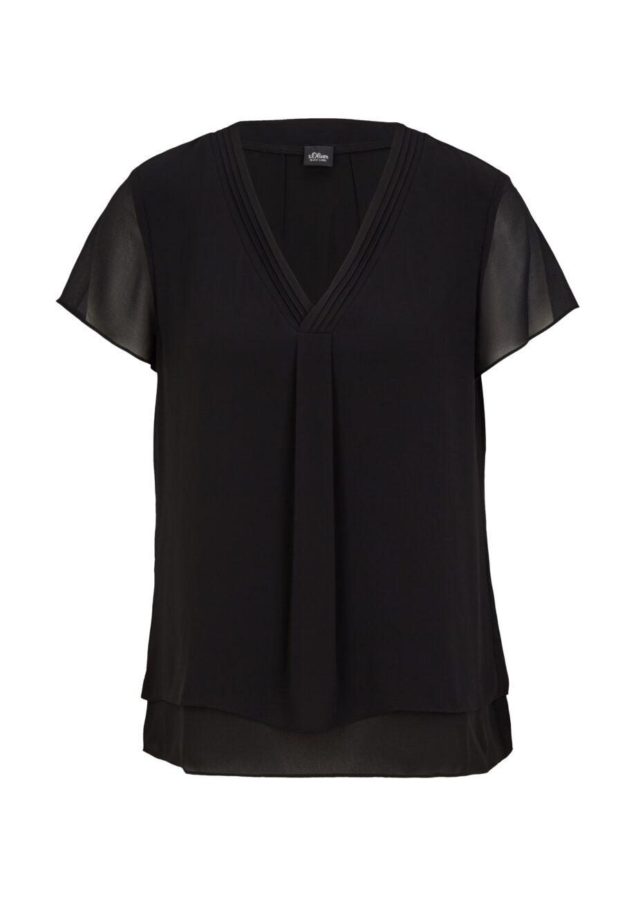 S. OLIVER BLACK LABEL Damen Chiffon-Bluse - Schwarz und Weiß