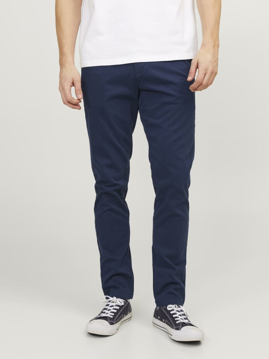 JACK&JONES Herren Chinohose MARCO Slim Fit in Blau - Farbe Navy