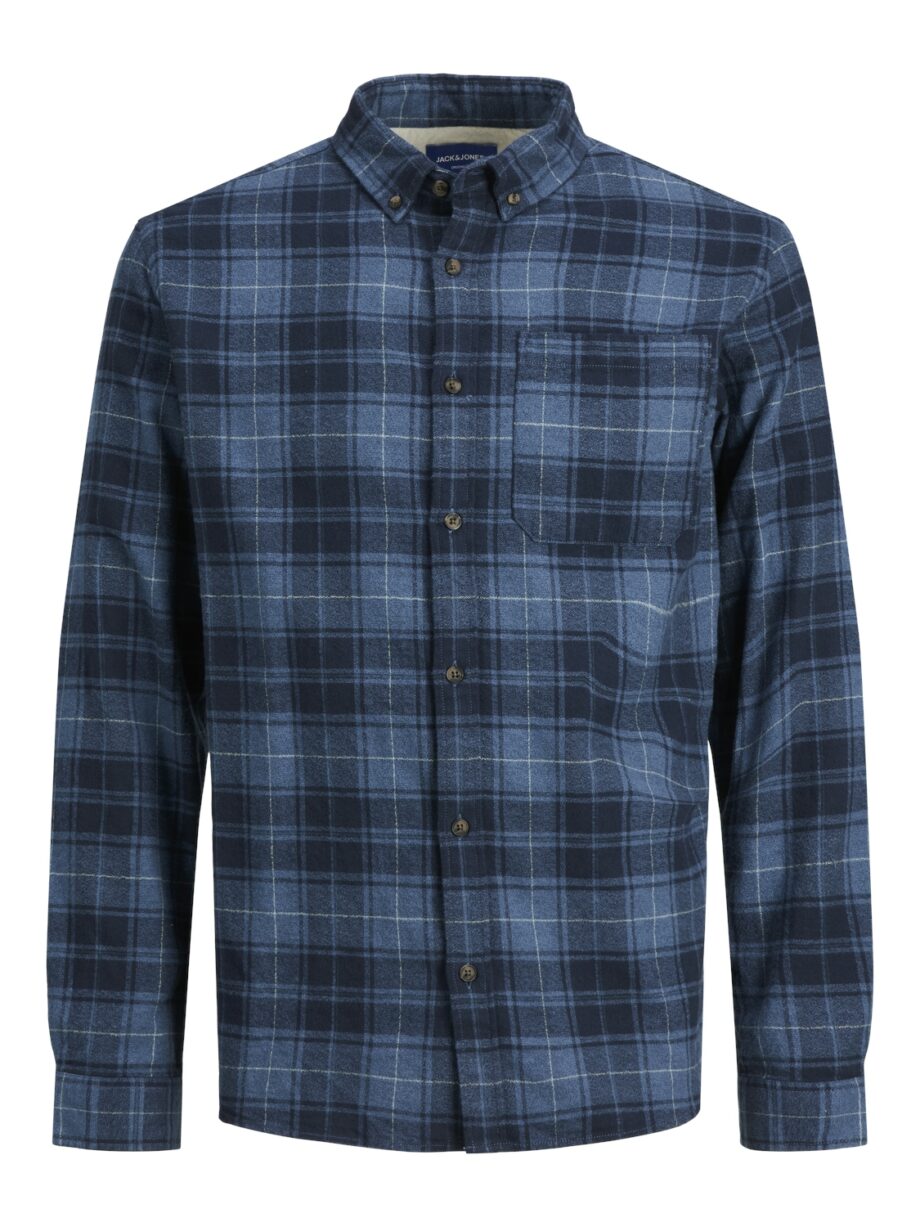 JACK&JONES Hemd mit Button-Down Kragen und Karomuster