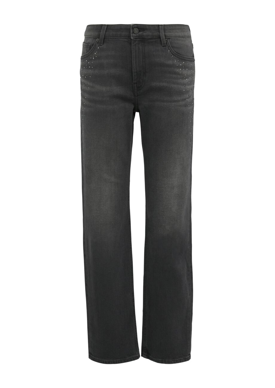 s.Oliver Damen-Jeans Karolin Straight Leg in black-used