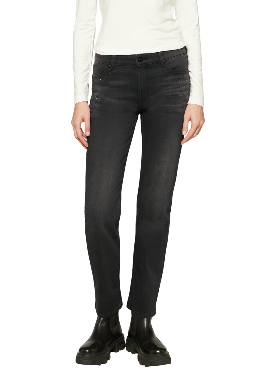 s.Oliver Damen-Jeans Karolin Straight Leg in black-used