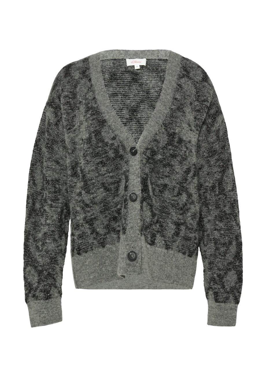 s. Oliver Gemusterter Damen-Cardigan mit Glitzergarn