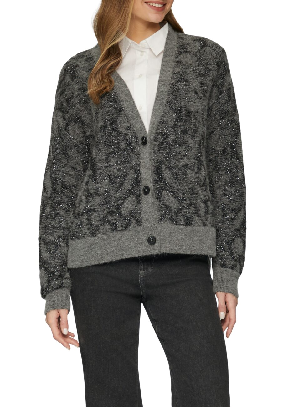 s. Oliver Gemusterter Damen-Cardigan mit Glitzergarn