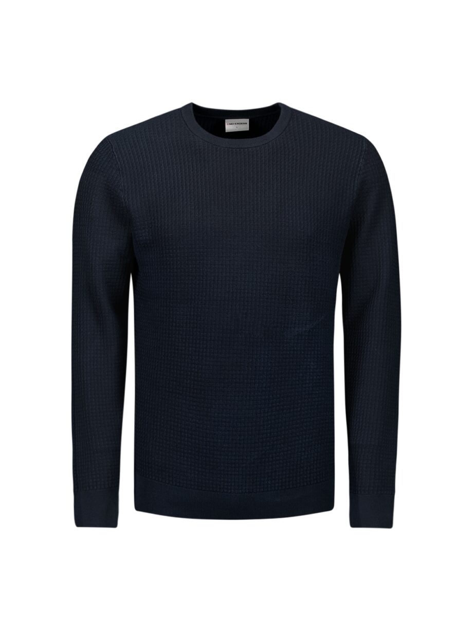 NO EXCESS Herren Pullover mit Waffelmuster in Dunkelblau