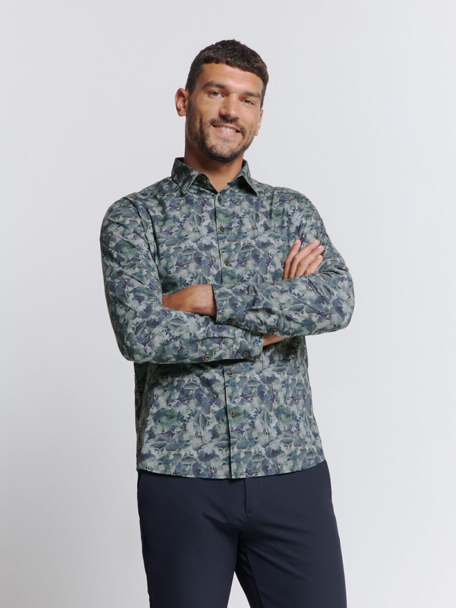 NO EXCESS Herren Hemd mit Alloverprint-Muster in Blau